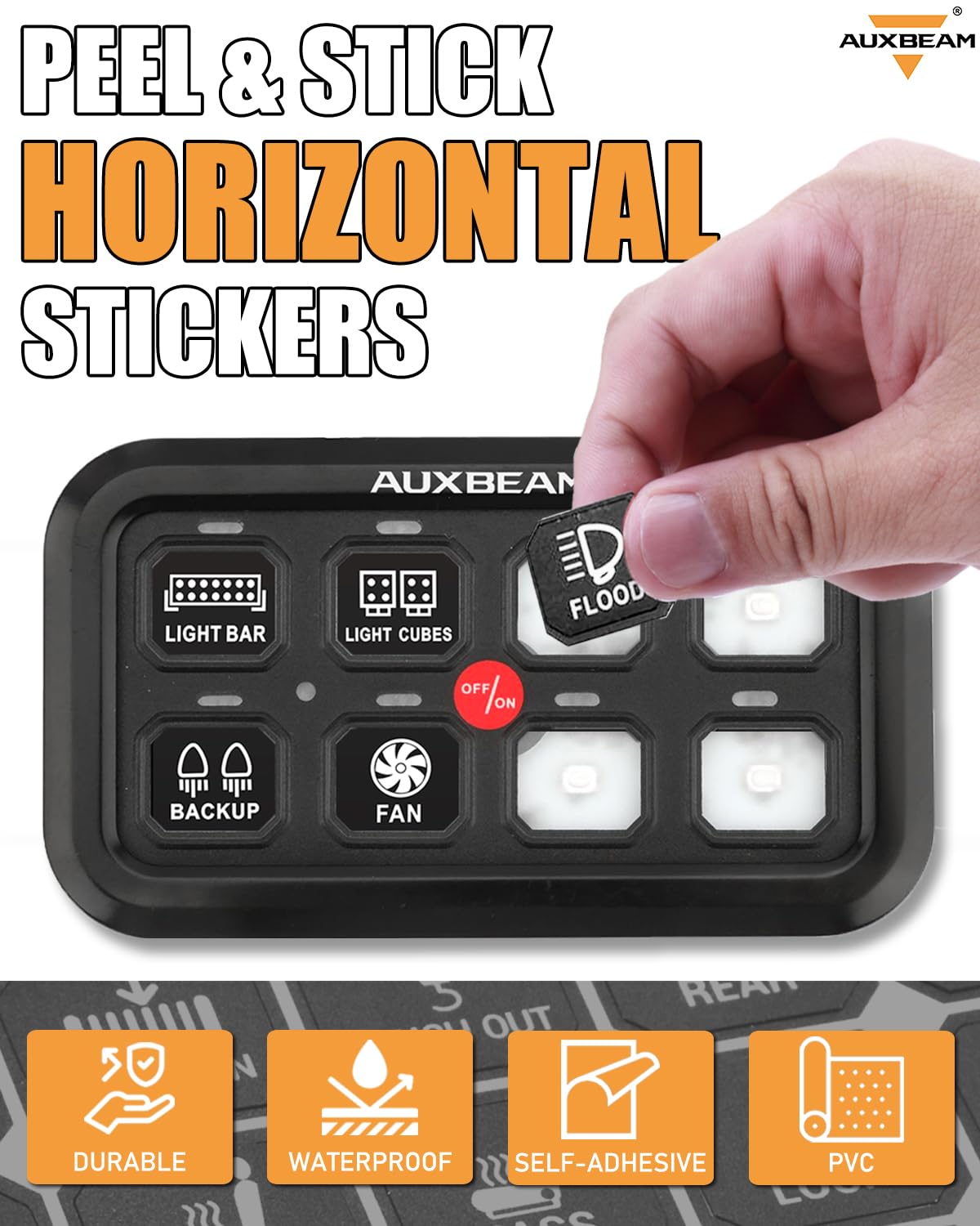 Amazon.co.jp: Auxbeam 水平スイッチパネルステッカー、スイッチラベル